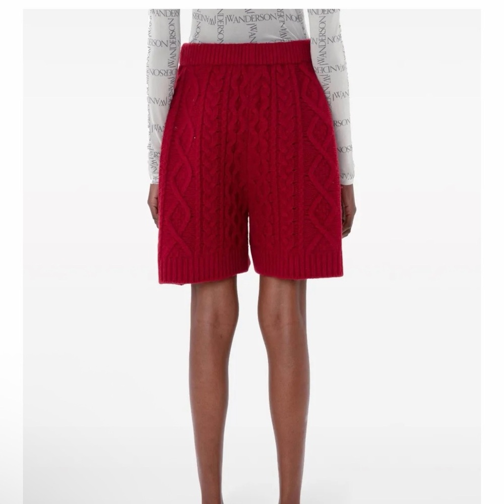 JW ANDERSON Cable Knit Shorts red wool blend XS NWT designer luxury